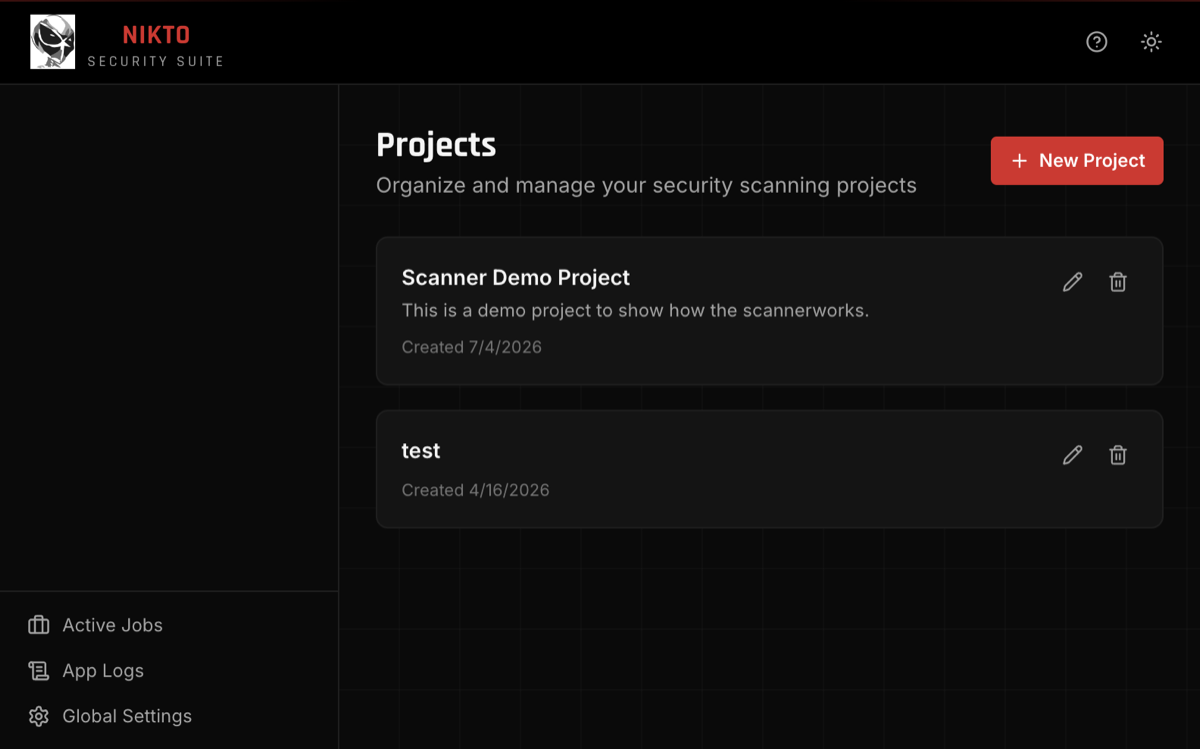 The Projects screen with project cards
